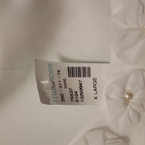 Maurices White Sheer Floral and Pearl Scoopneck Sleeveless Layered Top Xl BN - Picture 6 of 8